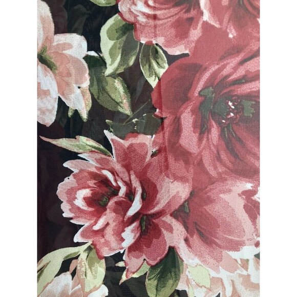 Polly & Esther Kimono Cover Up Size Medium M Black Pink Floral Sheer Women B5 - Picture 6 of 8